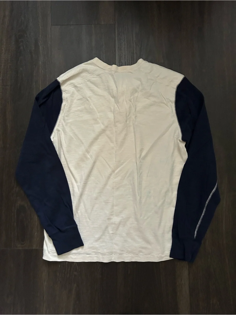 J. Crew Cream Body Navy Sleeve Henley Long-Sleeve Shirt